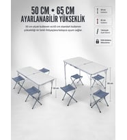 4 Sandalyeli Katlanabilir Kamp Masası Portatif Bahçe Kamp Ve Piknik Masa Seti