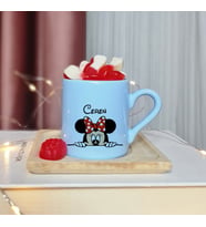 Minnie Mouse Tasarımlı Kişiye Özel Mavi Türk Kahvesi Fincanı