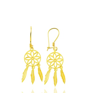 Gümüş Altın Yaldızlı Düş Kapanı Sallantılı Küpe SGTL12215GOLD