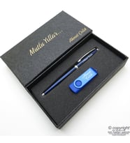 16GB. İsme Özel Usb Bellek + Scrikss İsme Özel Kalem Seti - Mavi Roller