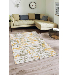 Sarı Yeşil Vintage Kaymaz Tabanlı Dekoratif Halı ES04 - 100 x 160 cm