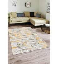 Sarı Yeşil Vintage Kaymaz Tabanlı Dekoratif Halı ES04 - 100 x 160 cm