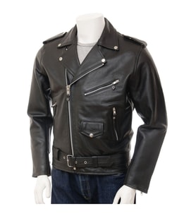 Hakiki Deri Siyah Erkek Deri Biker Ceket: Ashcombe