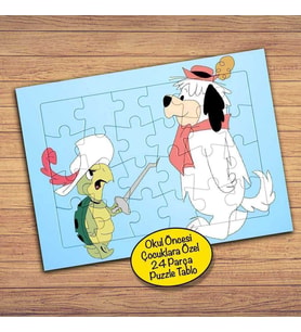 Şovalye Kaplumbağ-Köpek Çocuklara Özel Puzzle Yapboz Tablo-Pz75