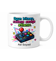 Arcade Temalı Baskılı Kupa Bardak Hediye Retro Oyun Desenli Porselen Mug