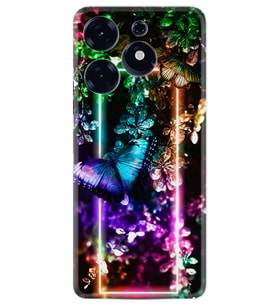 Spark 10 Pro Kılıf Silikon Desen Özel Seri Butterfly Neon 1684