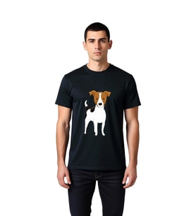 Sevimli Köpek Karikatürü Kahverengi Kulak ve Baskılı Erkek Tişört