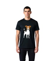 Sevimli Köpek Karikatürü Kahverengi Kulak ve Baskılı Erkek Tişört