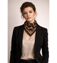 Leopar Desenli Saten Fular 70x70 cm – Şık Kadın Bandana & Boyun Fuları