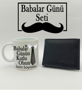 Babalar Gününe Özel Kişiye Özel Kupa & Cüzdan Hediye Seti