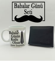 Babalar Gününe Özel Kişiye Özel Kupa & Cüzdan Hediye Seti