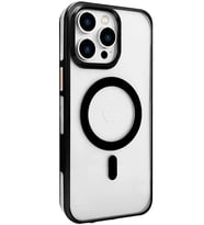 iPhone 15 Pro Max Gleam PC Sert Magsafe Kılıf - Şeffaf-Siyah
