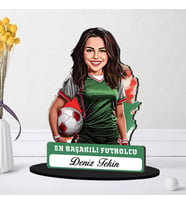 Kişiye Özel Kadın Futbolcuya Hediye Karikatürlü Biblo