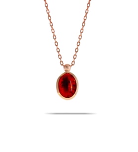 Kehribar Taşlı Rose Gümüş Kolye 7304 (Sarı)