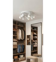 7 li GU10 LED Spot Avize Beyaz Gövde Krom Detay Modern Tavan Led Os ram Led Ampül Tasarruflu