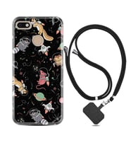 General Mobile GM8 Go GM9 GM20 Pro Plus Kılıf Boyun Askılı Silikon Planet Animals 1771