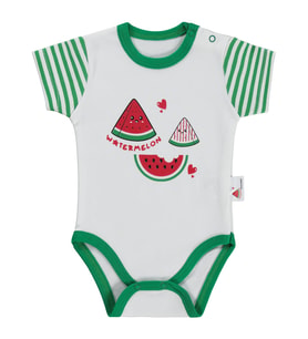 Nova Baby Karpuz Kokulu Kısa Kol 1-9 Ay Çıtçıtlı Badi - Ekru