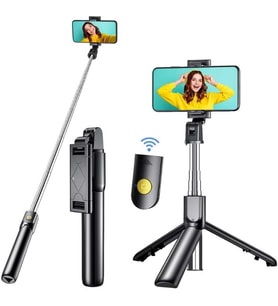 Bluetooth Uzaktan Kumandalı Tripodlu Selfie Çubuğu – Paslanmaz Çelik Gövde, 70 cm Uzayabilir, iOS & Android Uyumlu, Kablosuz Uzaktan Deklanşörlü Telefon Tripodu