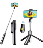 Bluetooth Uzaktan Kumandalı Tripodlu Selfie Çubuğu – Paslanmaz Çelik Gövde, 70 cm Uzayabilir, iOS & Android Uyumlu, Kablosuz Uzaktan Deklanşörlü Telefon Tripodu