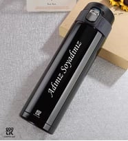 Kişiye Özel Godtik LLC Marka 500 ML Kilitli Kapaklı Paslanmaz Çelik Termos Siyah Renk - GDTK-90025