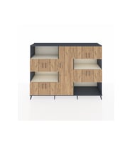 Hyperion Dolap 10 Raflı 9 Kapaklı 220x44x163 Antrasit-Çam/Aytaşı