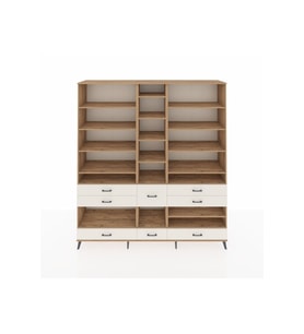 Hyperion Dolap 19 Raflı 8 Çekmeceli  220x44x243 Çam-Çam/Aytaşı