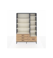 Arges Dolap 9 Raflı 4 Çekmeceli  132x30x195 Antrasit-Aytaşı/Çam