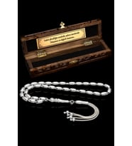 Sertifikalı Erkek Gümüş Tespih 6x10mm 28Gr Kapsül Kesim (104)