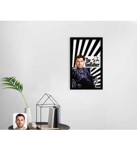 BK Gift Kişiye Özel Godfather Baba Karikatürlü Dekoratif Ahşap Siyah Çerçeveli Tablo-18