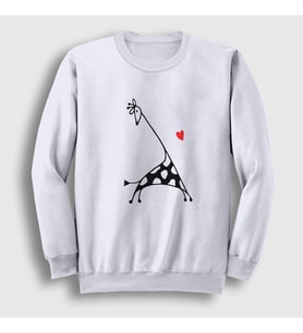Presmono Unisex Beyaz Heart Giraffe Zürafa Sweatshirt 288338tt