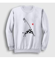 Presmono Unisex Beyaz Heart Giraffe Zürafa Sweatshirt 288338tt