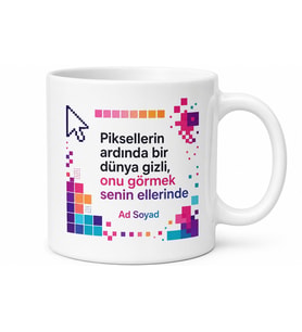 Grafik Tasarımcıya Hediye Kupa Dünya Dijital Günü Piksel Tasarım Bardak