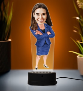 Doğum Günü Hediyesi,Sevgiliye Hediye, Kişiye Özel Fotoğraflı Bankacı Karikatür 3D Led Lamba (Beyaz)