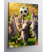 Kanvas Tablo Futbol Oynayan Kediler