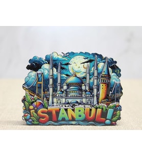 Northcity Ahşap İstanbul Temalı Magnet Alk4597 – Şehir Manzaralı Buzdolabı Mıknatısı