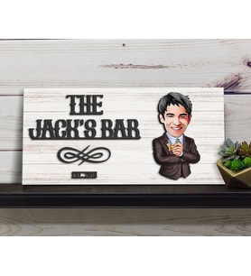 BK Gift Kişiye Özel Karikatürlü Kabartma Tasarım Antik Beyaz Ahşap Bar Tabelası, Home Bar Tabela, Rustik Ev Dekorasyonu, Duvar Dekoru-4