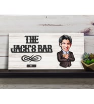 BK Gift Kişiye Özel Karikatürlü Kabartma Tasarım Antik Beyaz Ahşap Bar Tabelası, Home Bar Tabela, Rustik Ev Dekorasyonu, Duvar Dekoru-4