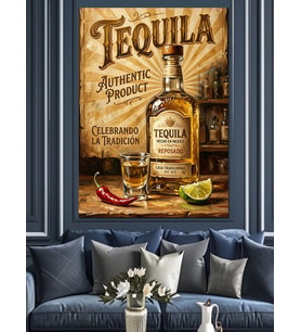 Tequila Authentic Product Retro Afiş Dekoratif Kanvas - Mdf Ahşap Tablo
