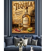 Tequila Authentic Product Retro Afiş Dekoratif Kanvas - Mdf Ahşap Tablo