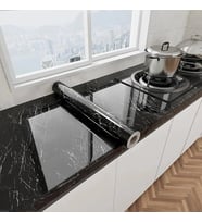 Siyah Mermer Desenli Yapışkanlı Tezgah Folyosu (3 Mt.x 60 Cm)