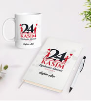 BK Gift Kişiye Özel İsimli Öğretmenler Günü Tasarımlı Defter Kalem Kupa Hediye Seti - 12, Öğretmene Hediye, Öğretmenler Günü