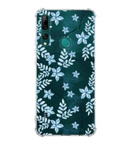 Huawei Y9 Prime 2019  Köşe Korumalı Antişok Kapak Floral Mavi Tasarımlı Şeffaf  Kılıf