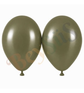 Zeytin Renk Lateks Retro Balon (50 cm) - 2 Adet