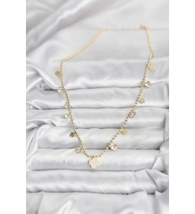Pirinç Gold Renk Yonca Model Kadın Kolye 5886 - SSSSSS5630-9739