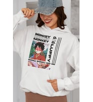 Monkey D. Luffy Baskılı Unisex Oversize One Piece Anime Karakter Hoodie