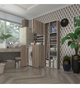 Kenzlife çamaşır makinesi dolabı kasparovsüpürge crd 180*126*55-20 banyo kapaklı arkalıksız (Karışık)