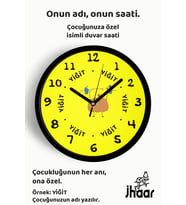 İsme Özel Sevimli Halterci Kabak Çocuk Odası Duvar Saati Orta Boy 30 cm Siyah Camlı Sessiz