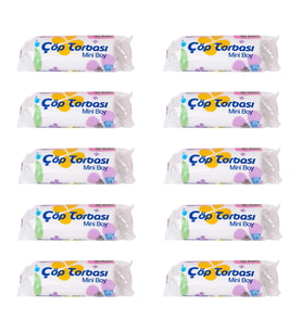 Canhome Beyaz Mini Küçük Boy 40x50 Cm. 30 Litre Çöp Torbası Poşeti - 40 Adetlik 10 Rulo (Mavi)