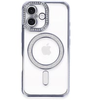 Newface Apple iPhone 16 Plus Kılıf Joke Simli Magneticsafe Kılıf - Mavi