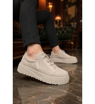 Dlob Erkek Bağcıklı Cilt Günlük Casual Spor Sneaker Ayakkabı - Siyah